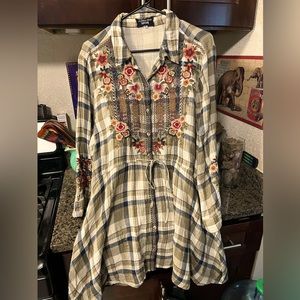 Johnny Was XL flannel tunic